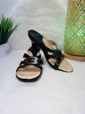 Leather Black Women's Open-Toe Heel Slide Sandals by Sofft 🔥